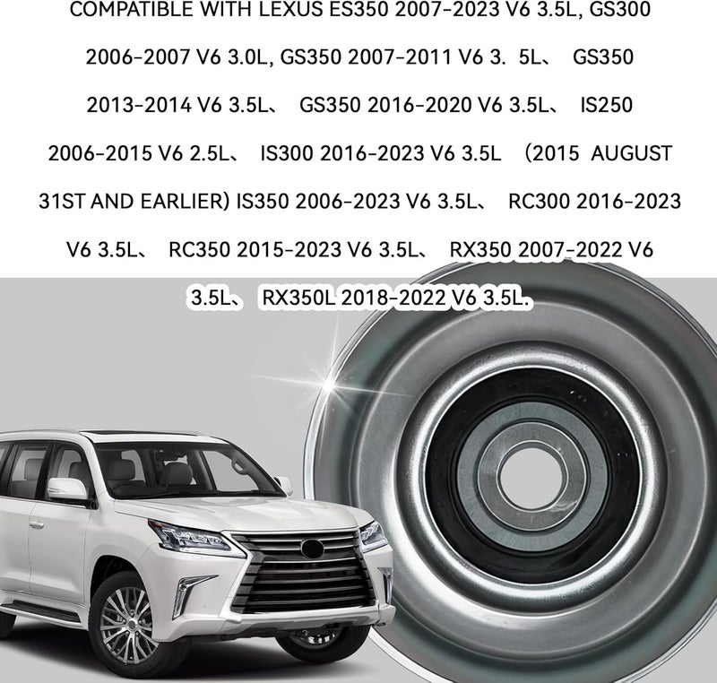 Eponcia Belt Tensioner Pulley Idler Pulley Kit for Toyota FJ Cruiser 06-11 Highlander&RAV4 III 07-17 Sienna 10-17 Venza&Lexus ES Gs 08-17 RX350L IS250 IS300 GS350 ES350 RC300 Drive Belt Idler Pulleys - Image 5